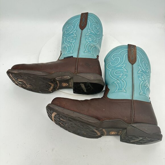 Ariat Fatbaby Women Sz 10B Brown Teal Leather Pull On Composite Toe Cowboy Boot - Picture 7 of 13
